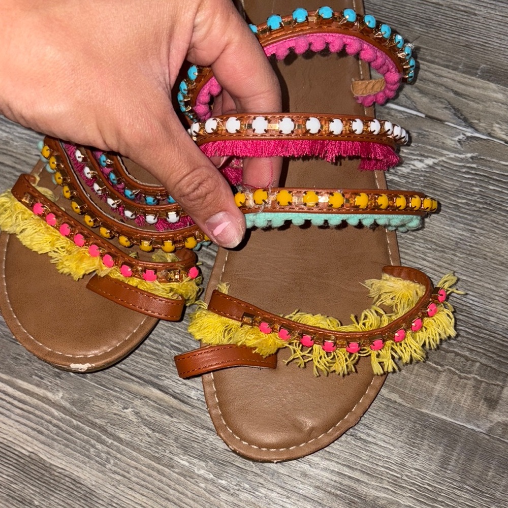 Colorful Pom Pom Sandals